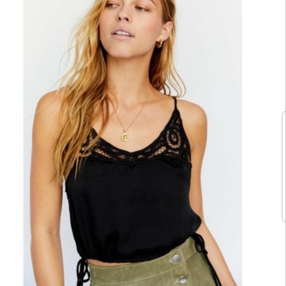 **Lot of 2** Free People Teal and Black Crop Camisoles Size L - Picture 2 of 7